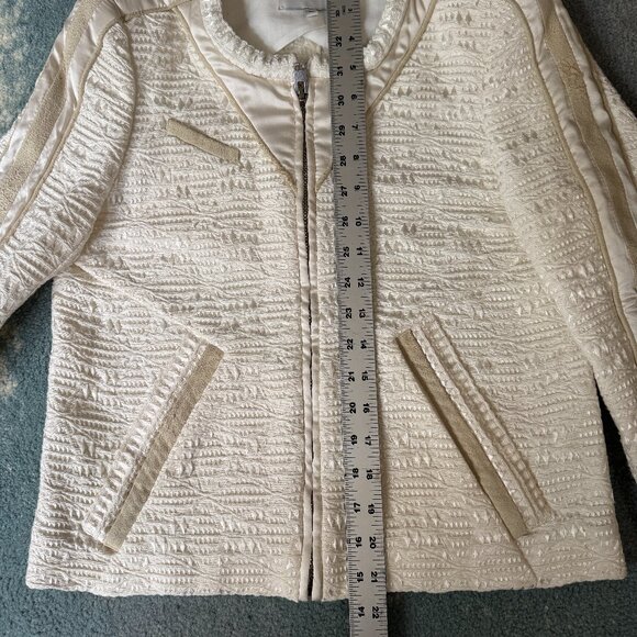 IRO Womens Felicity Jacket Ivory Size 8 ASO Kendall Jenner Silk Rocker Moto Edgy - Picture 15 of 16